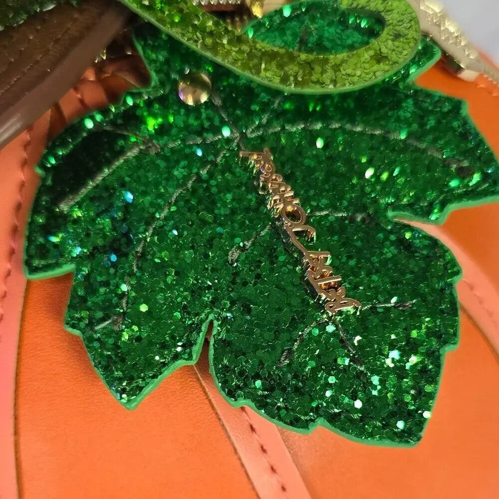 New Betsey Johnson KITSCH Oh My Gourd PUMPKIN Crossbody Bling Purse Halloween - Picture 6 of 7